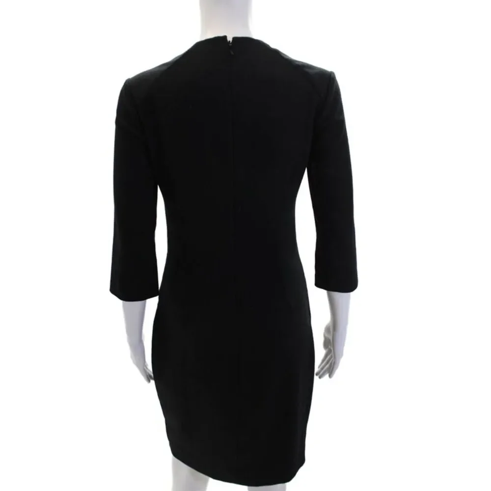 L'Agence Womens Pleated Waist Asymmetric Hem 3/4 Sleeve Dress Black Size 4 - Picture 3 of 7